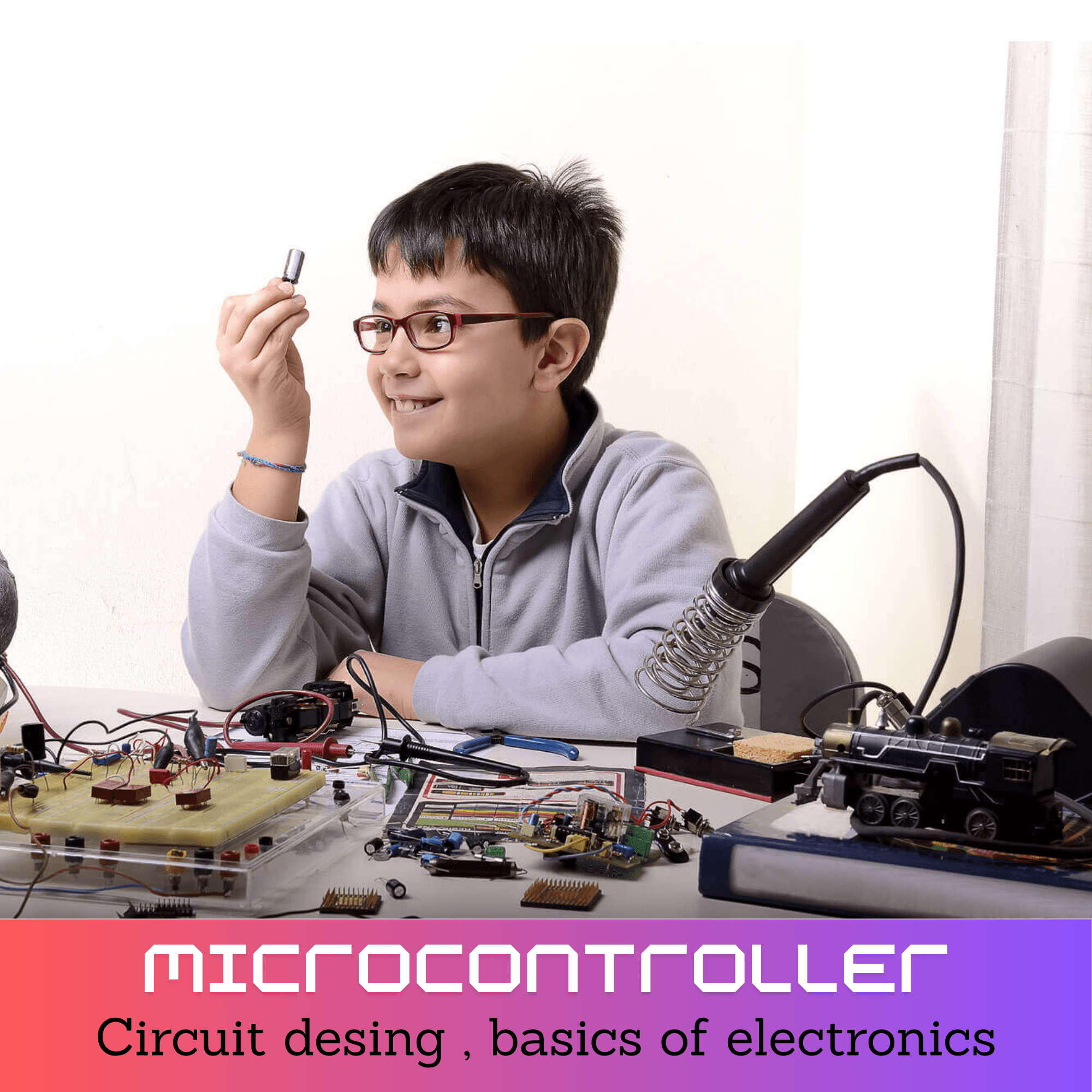 Close-up van een micro:bit circuit dat een kind heeft geprogrammeerd